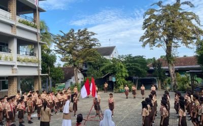 Pelantikan Penggalang Ramu Pangkalan SD Fransiskus Pringsewu Gudep 08.075-08.76